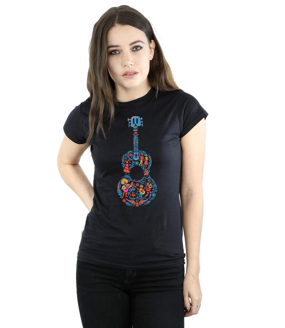 Disney - T-shirt COCO GUITAR PATTERN - Femme (Noir) - UTBI14297-2