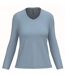 T-shirt manches longues col V - Femme - K382 - bleu ciel-1