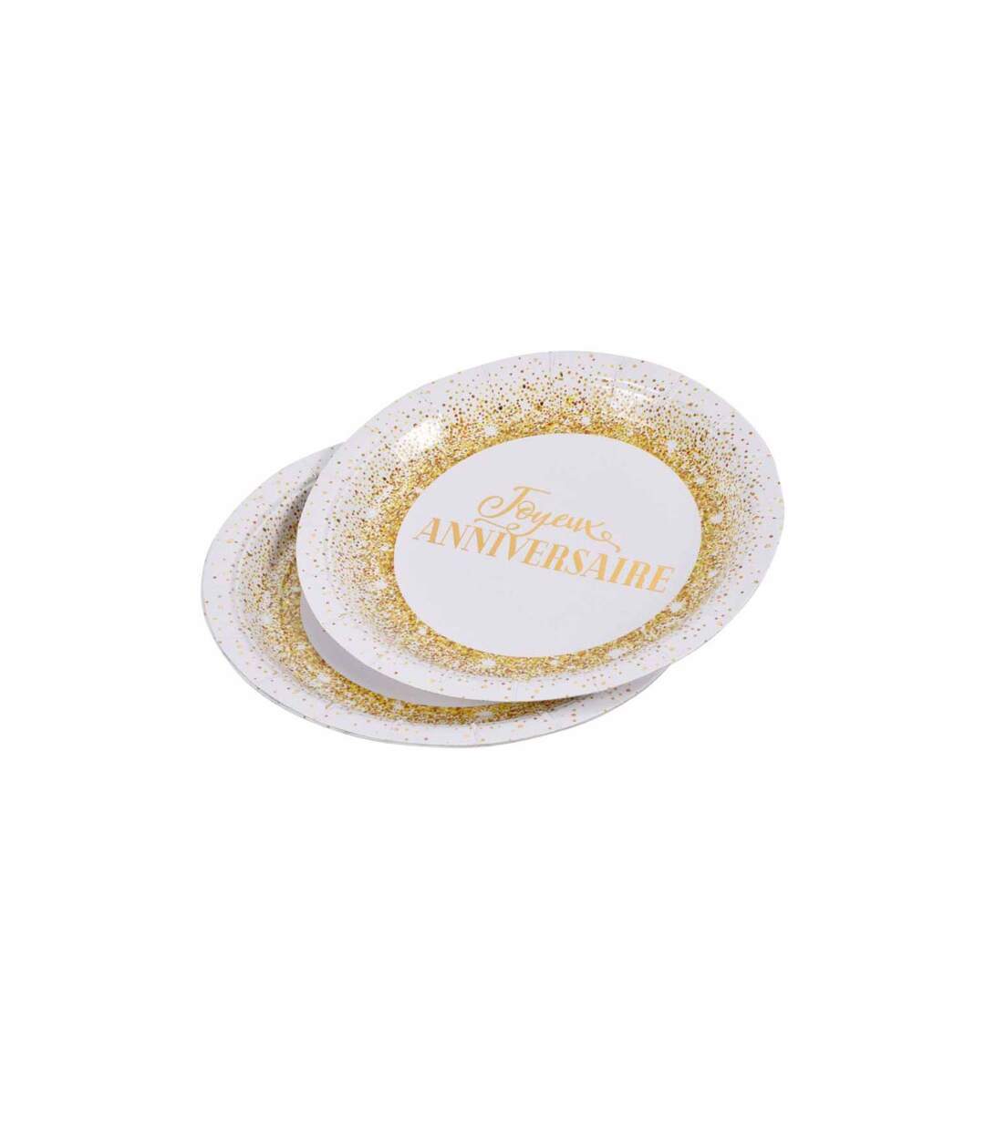 Lot de 6 Assiettes en Carton Anniversaire Gold II 18cm Blanc-1