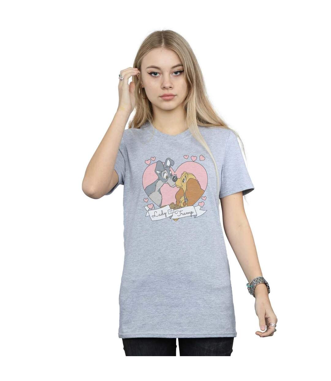 Disney - T-shirt LADY AND THE TRAMP LOVE - Femme (Gris chiné) - UTBI16811-2