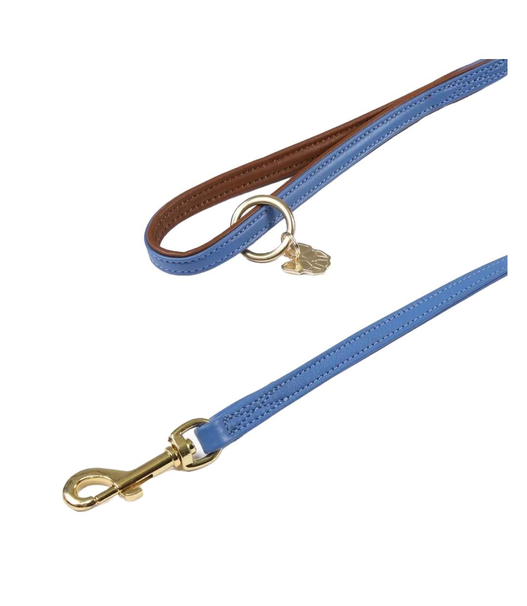 Leather padded dog lead 110cm x 1.5cm royal blue Digby & Fox-2