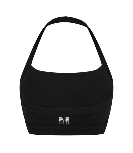 Womens/ladies Unwind Sports Bra Black PE Nation