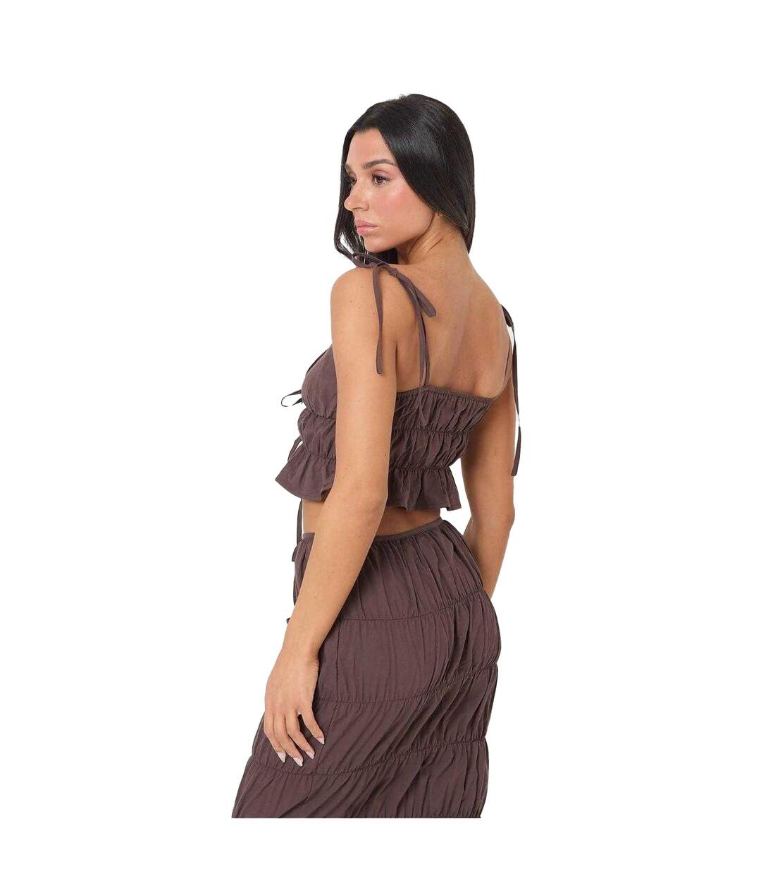 Haut Court Motif/style Ruché Femme Marron I Saw It First-3