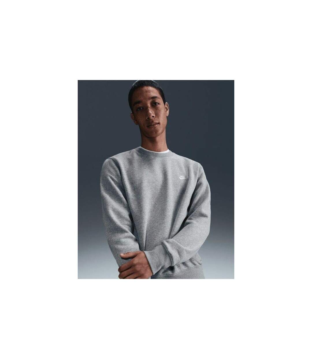Sweat Club Homme Gris Foncé Chiné Blanc Nike-2