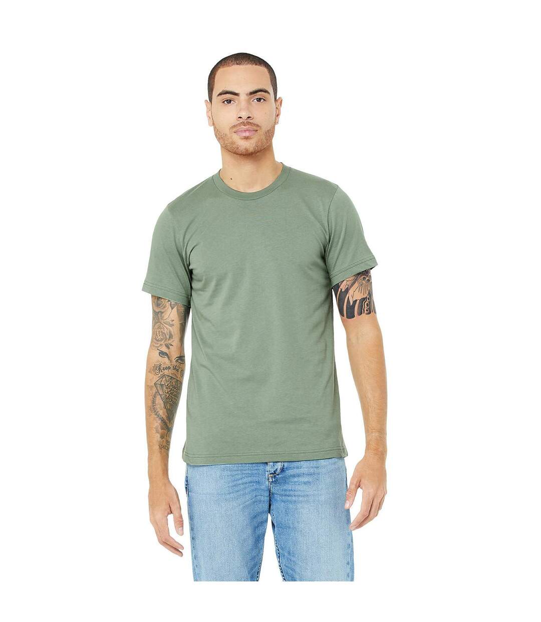 Canvas T-shirt Jersey Hommes Vert De Gris Bella + Canvas-4