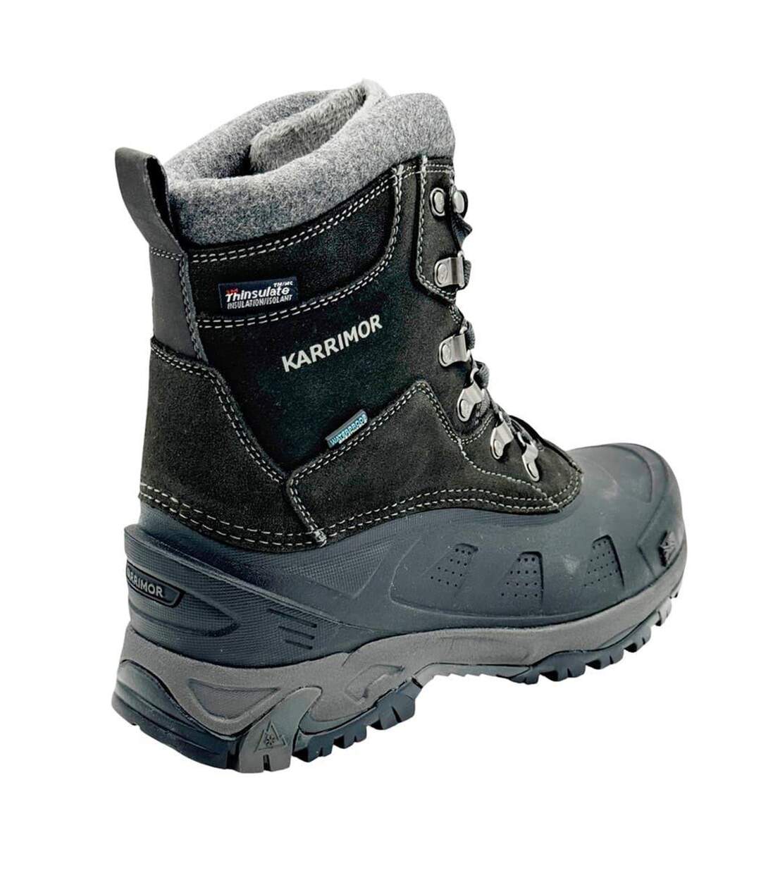 Mens Suede Contrast Winter Boots Black Karrimor-2