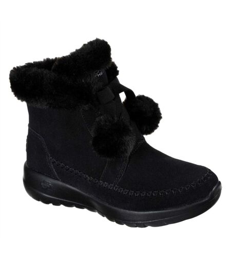 Womens/ladies On The Go Joy Leather Ankle Boots Black Skechers