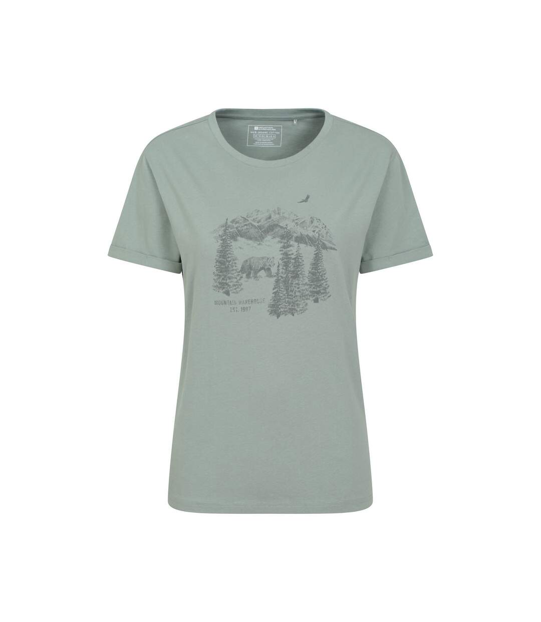 Womens/ladies Forest Bear Organic Loose Fit T-shirt Khaki Green Mountain Warehouse-1
