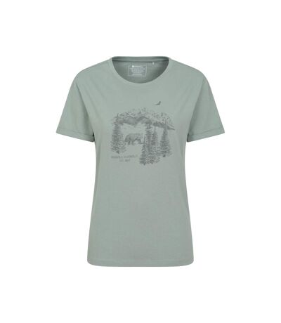 Womens/ladies Forest Bear Organic Loose Fit T-shirt Khaki Green Mountain Warehouse