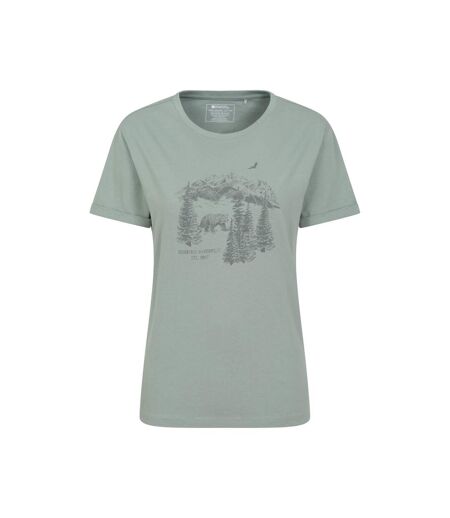 Womens/ladies Forest Bear Organic Loose Fit T-shirt Khaki Green Mountain Warehouse