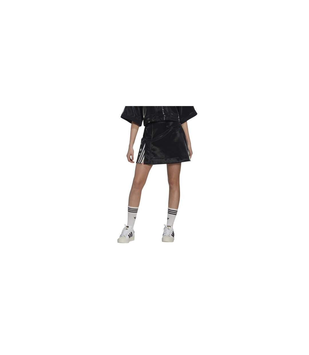 Womens/ladies Originals 3 Stripes Mini Skirt Black Adidas-1