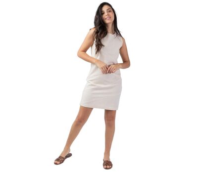 Robe coupe tailleur SOLINE unie beige Coton Du Monde