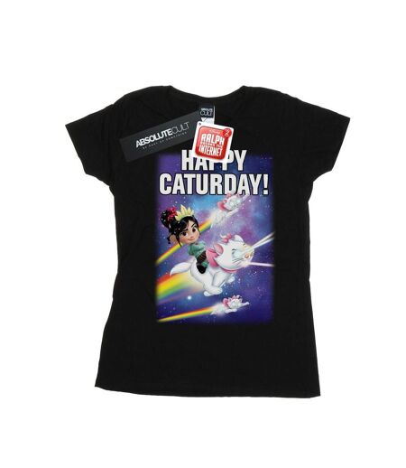 Disney T-shirt en coton Womens/Ladies Wreck It Ralph Happy Caturday (Noir) - UTBI45002