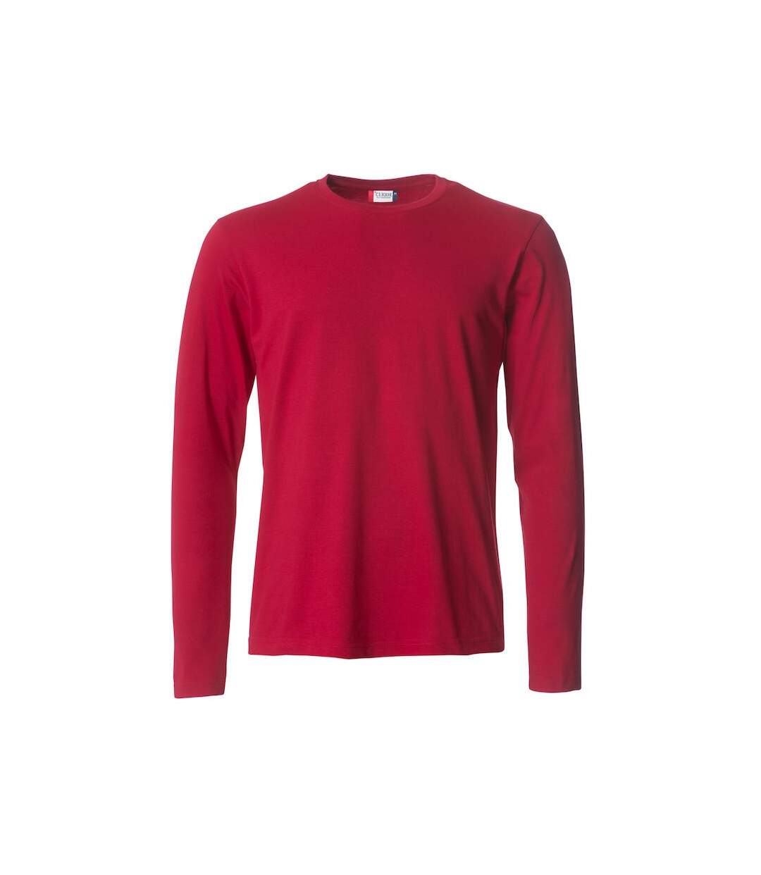 Mens Basic Long-sleeved T-shirt Red Clique-1