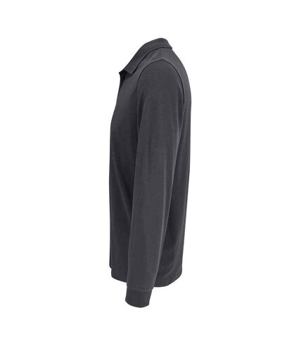 SOLS Unisex Adult Prime Pique Long-Sleeved Polo Shirt (Dark Grey)