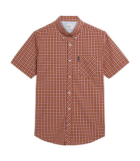 Mens Signature House Checked Short-sleeved Shirt Red Ben Sherman