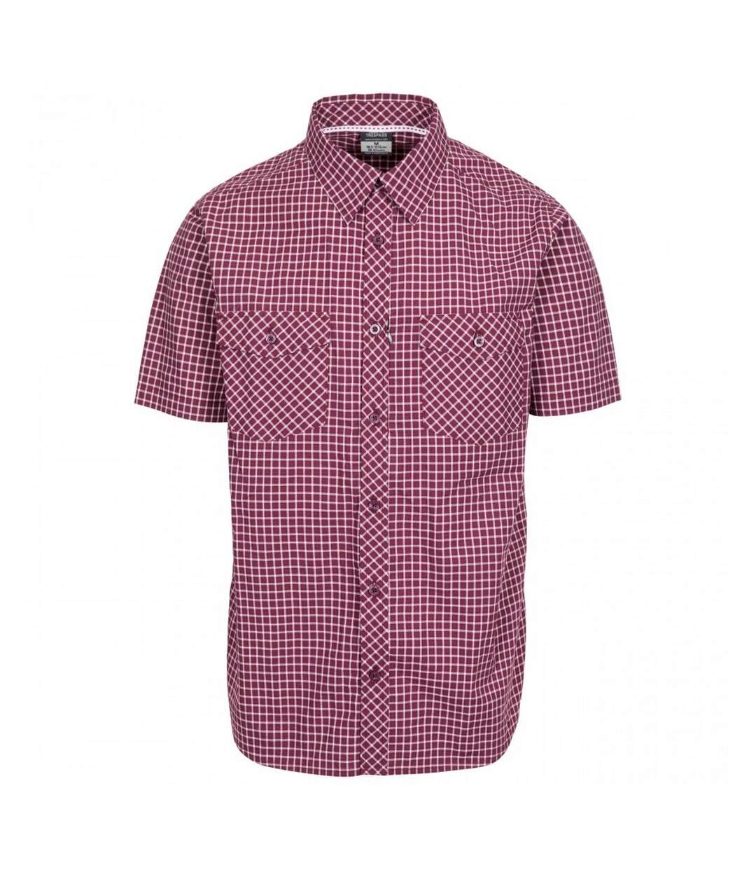 Trespass Mens Uttoxeter Short Sleeve Cotton Shirt (Prune Check)