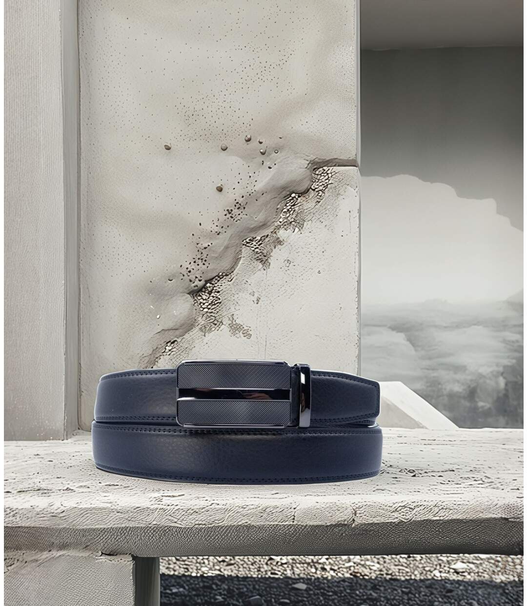 Ceinture en cuir homme cuir  vachette de couleur noir - Sangle réglable-5