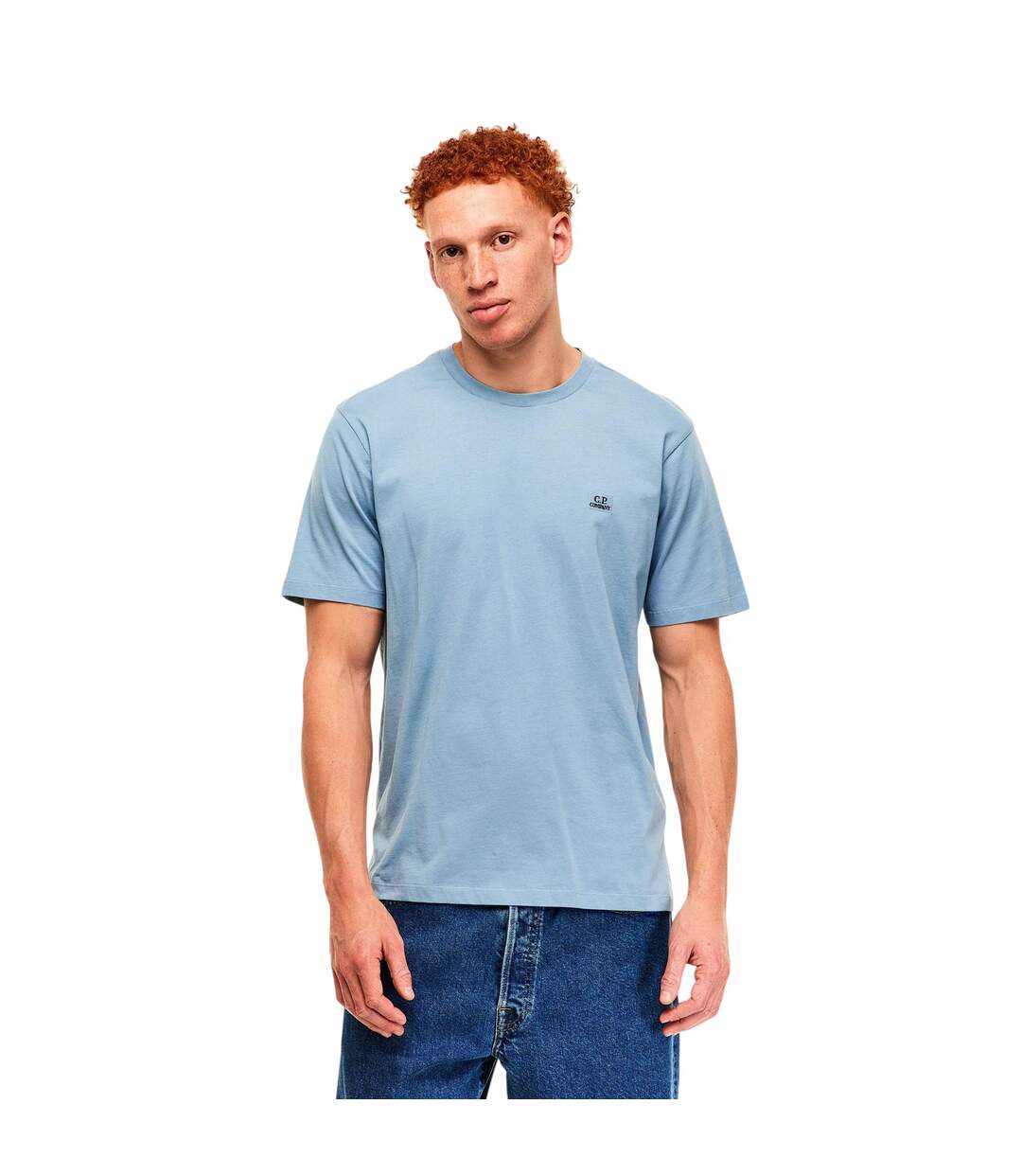 Mens 30/1 Tonal Logo Jersey T-shirt Blue C.P. Company-1