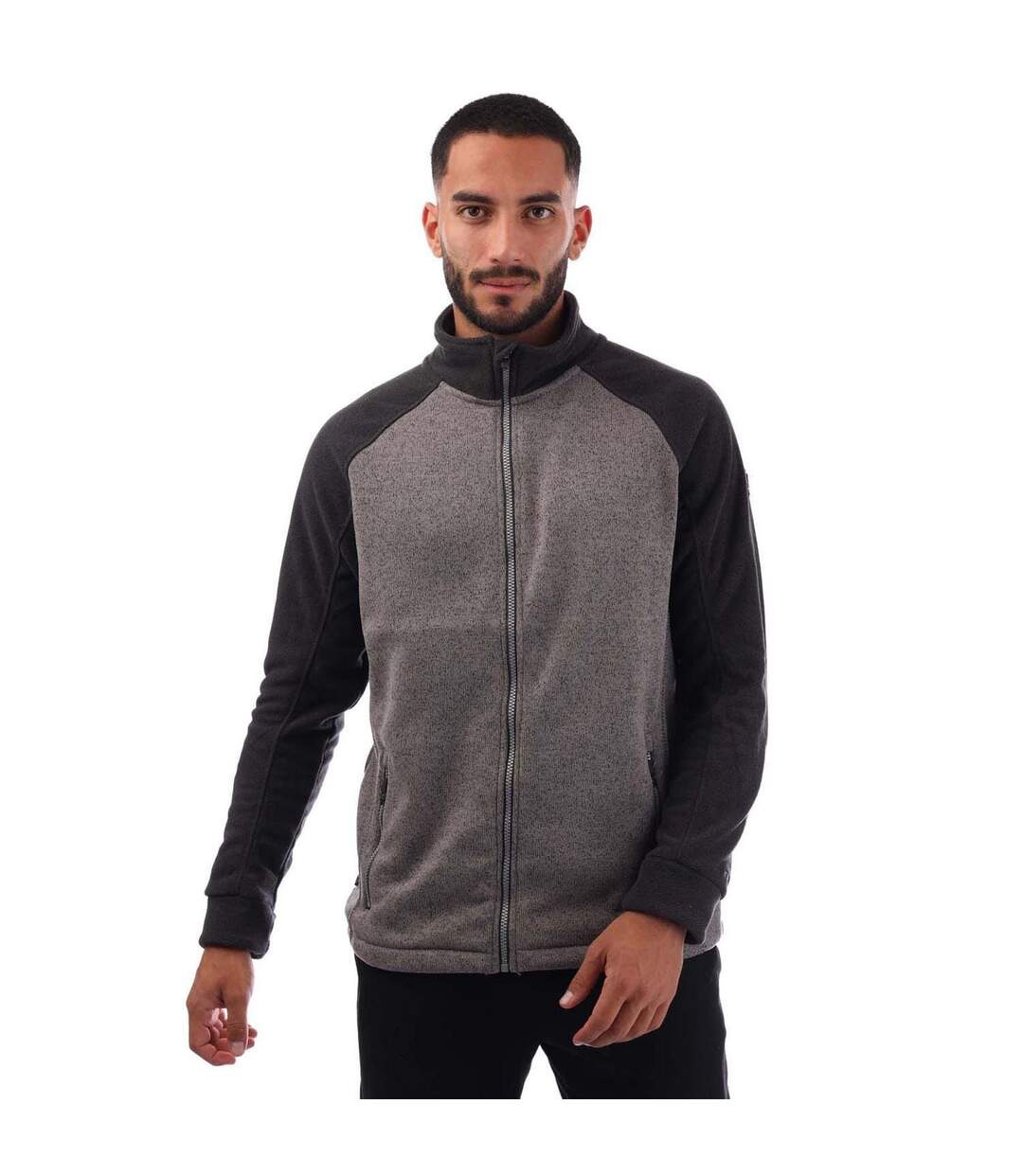 Mens Contrast Sleeves Fleece Jacket Grey Trespass-2