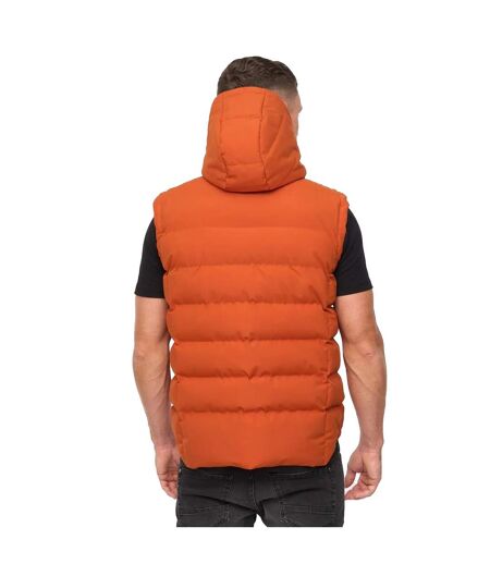 Mens Kampleys Embossed Padded Gilet Burnt Orange Crosshatch