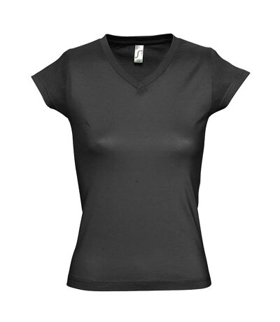 SOLs Womens/Ladies Moon V Neck Short Sleeve T-Shirt (Dark Gray)