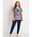 T-shirt ample long fleuri manches courtes-3