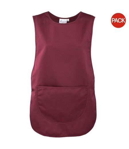 Premier Ladies/Womens Pocket Tabard / Workwear (Pack of 2) (Burgundy) (UTRW7031)