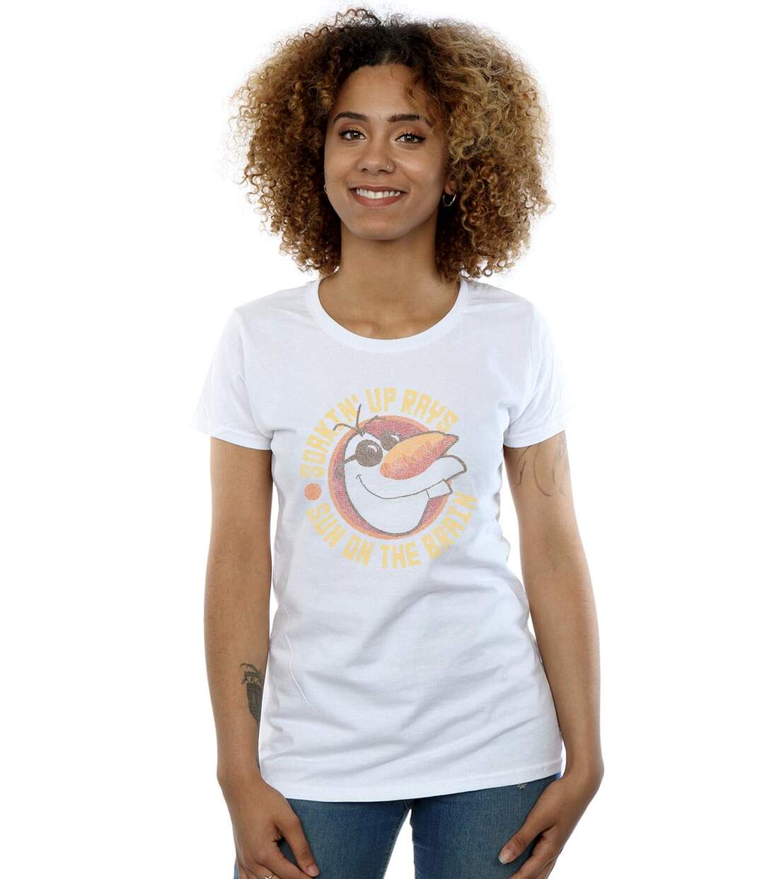 Disney T-shirt en coton Femme/Femme Frozen Olaf Sun On The Brain (Blanc) - UTBI21974-2
