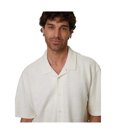 Mens Antti Relaxed Fit Short-sleeved Shirt Ecru Threadbare