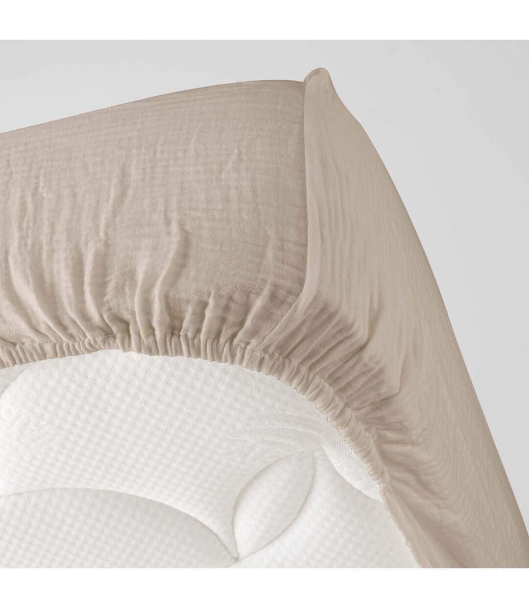 Drap Housse en Gaze de Coton Angelia 140x190cm Sable-3