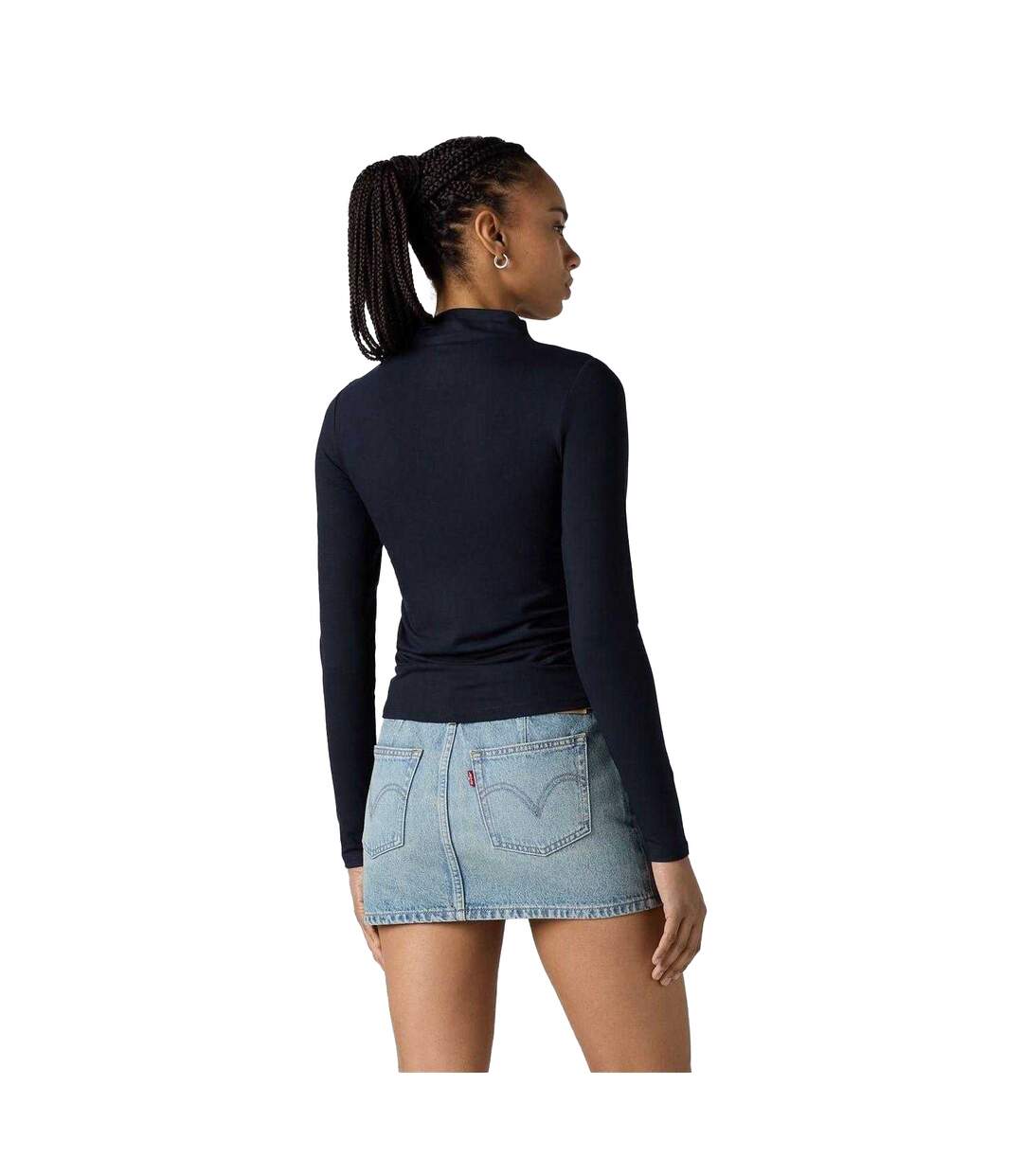 Womens/ladies Nina Mock Neck Slim Long-sleeved T-shirt Anthracite Levis-2