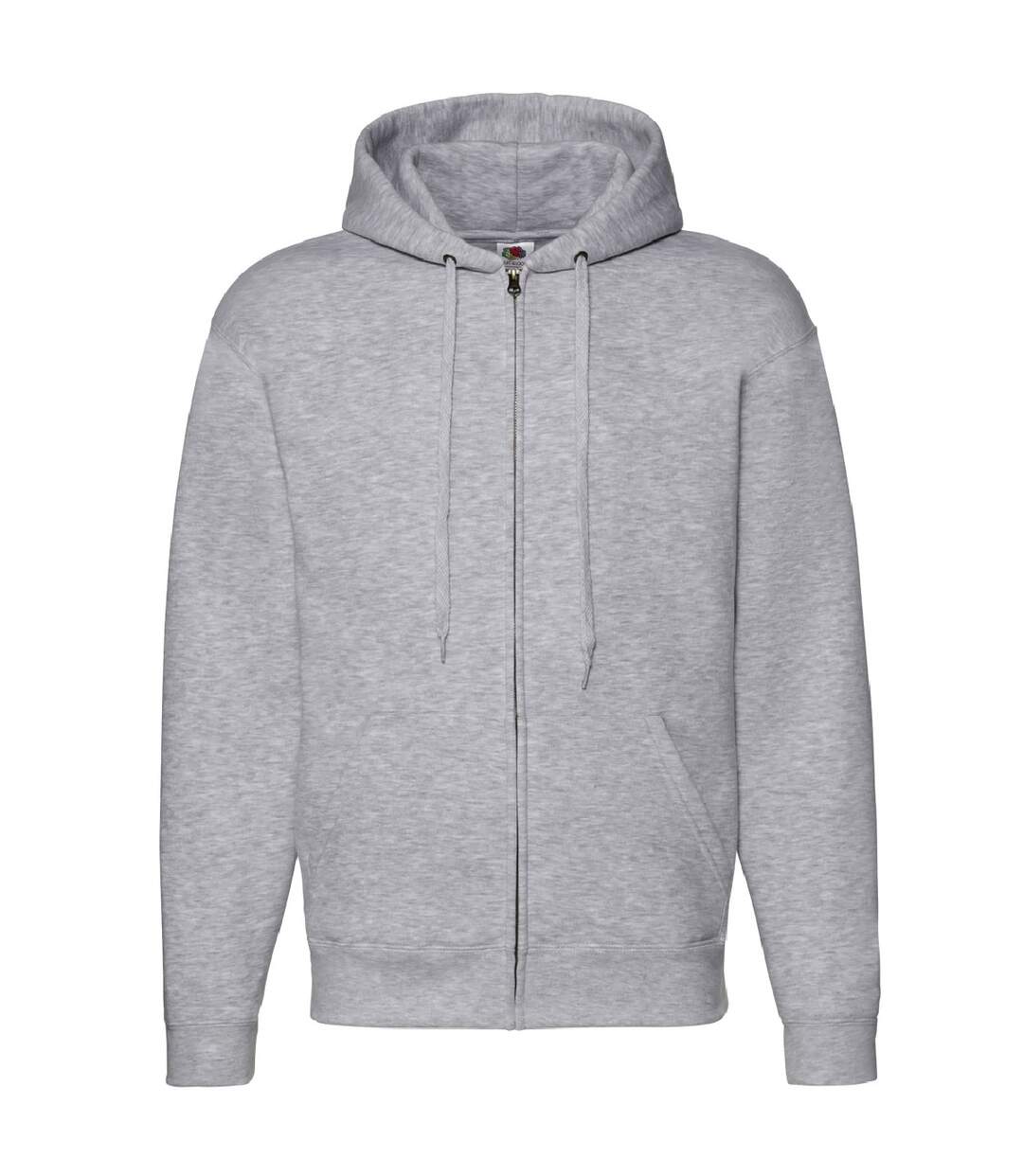 Sweatshirt À Capuche Et Fermeture Zippée Homme Gris Fruit Of The Loom-1