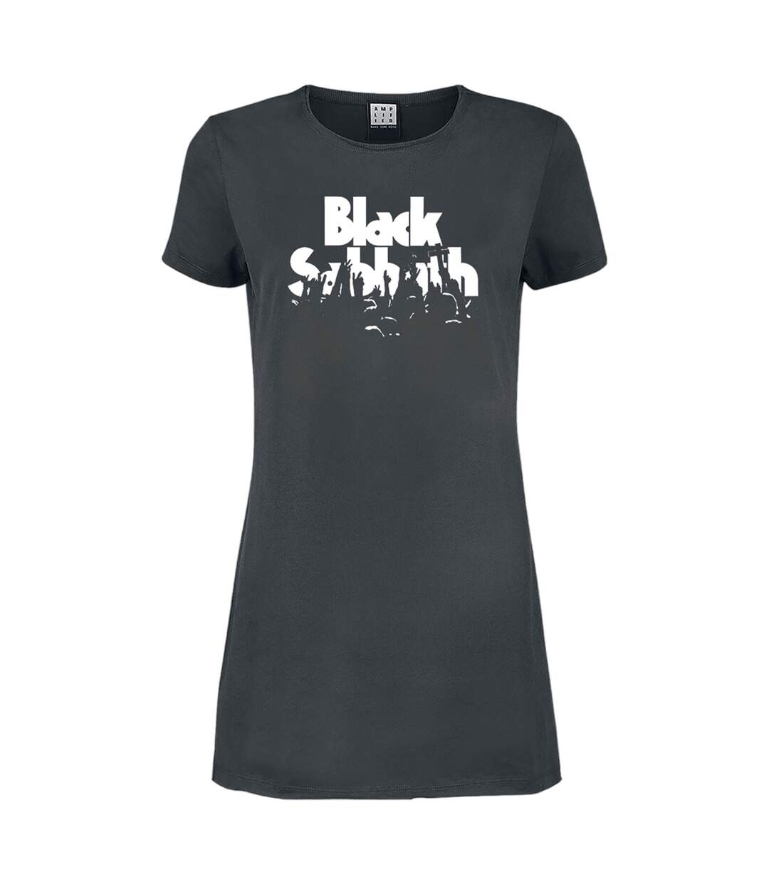 Womens/ladies Crowd Black Sabbath T-shirt Dress Charcoal Amplified-1