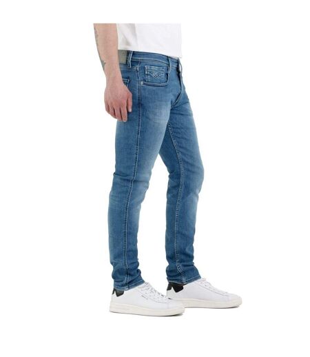 Mens Anbass Cotton Blend Slim Jeans Medium Blue Replay