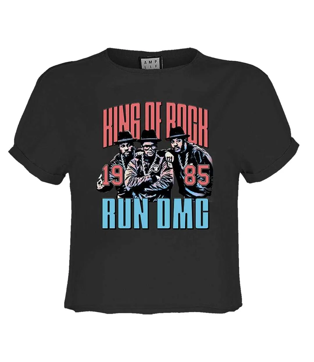 Womens/ladies King Of Rock Run Dmc Crop Top Charcoal Amplified-1