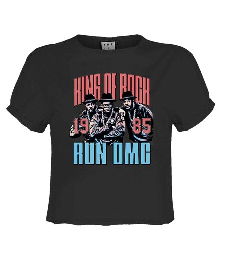 Womens/ladies King Of Rock Run Dmc Crop Top Charcoal Amplified