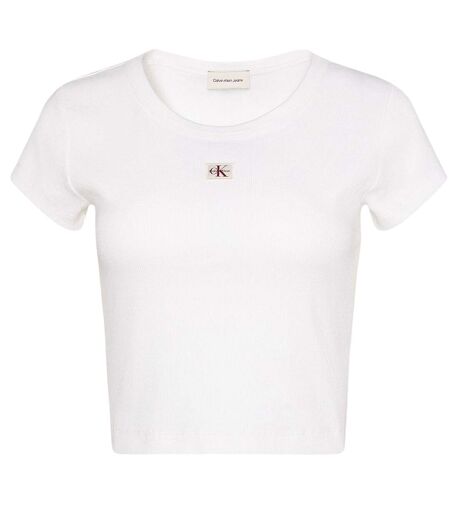 Haut Court Motif/style Côtelé Femme Blanc Calvin Klein