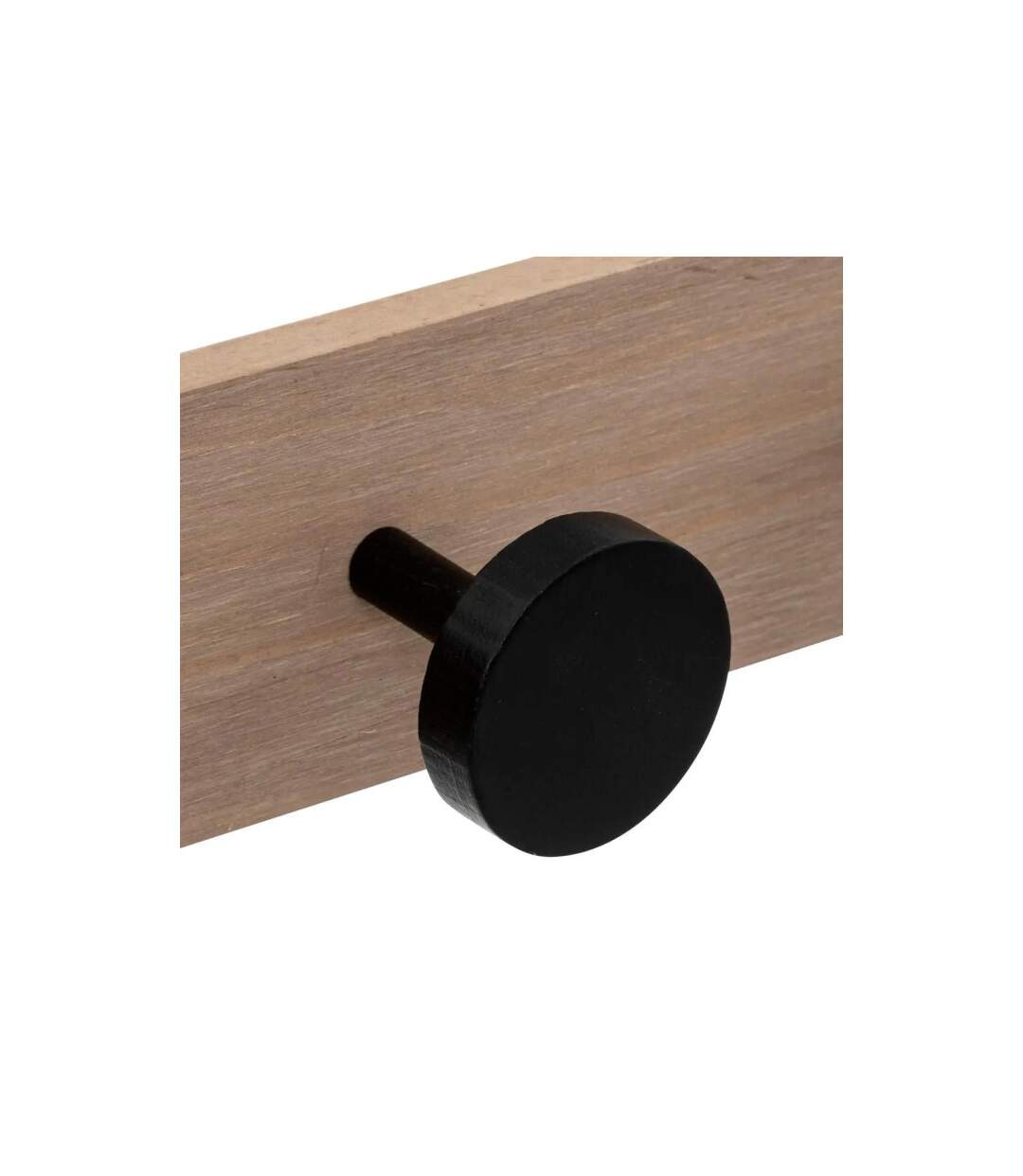 Patère Murale en Bois 8 Têtes 80cm Noir & Naturel-2