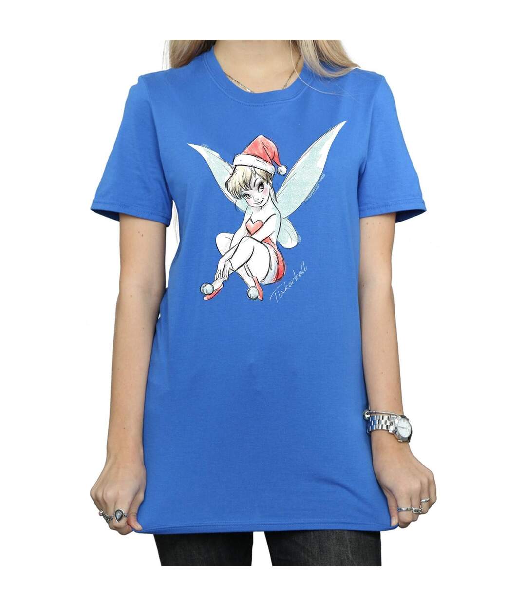 Disney Femme/Les femmes Fée Clochette Christmas Fairy Coton Boyfriend T-Shirt (Bleu royal) - UTBI46450-3