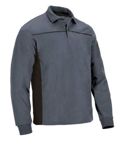 Polo manches longues bicolore - Homme - réf THUNDER - gris et NOIR