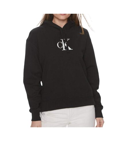 Sweat à Capuche Noir Femme Calvin Klein Jeans Satin - 3XL