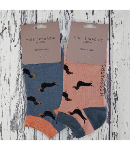 2 Pack Ladies Novelty Animal Themed Bamboo Trainer Socks