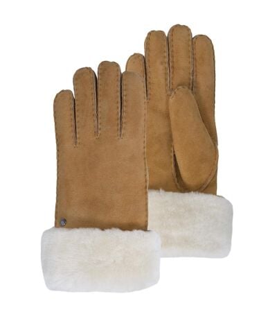 Isotoner Gants femme chauds et doux, en cuir de mouton retourné, et intérieur imitation fourrure