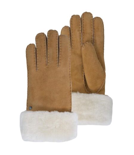Isotoner Gants femme chauds et doux, en cuir de mouton retourné, et intérieur imitation fourrure