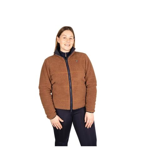 Womens/ladies Teddy Fleece Jacket Brown Hy
