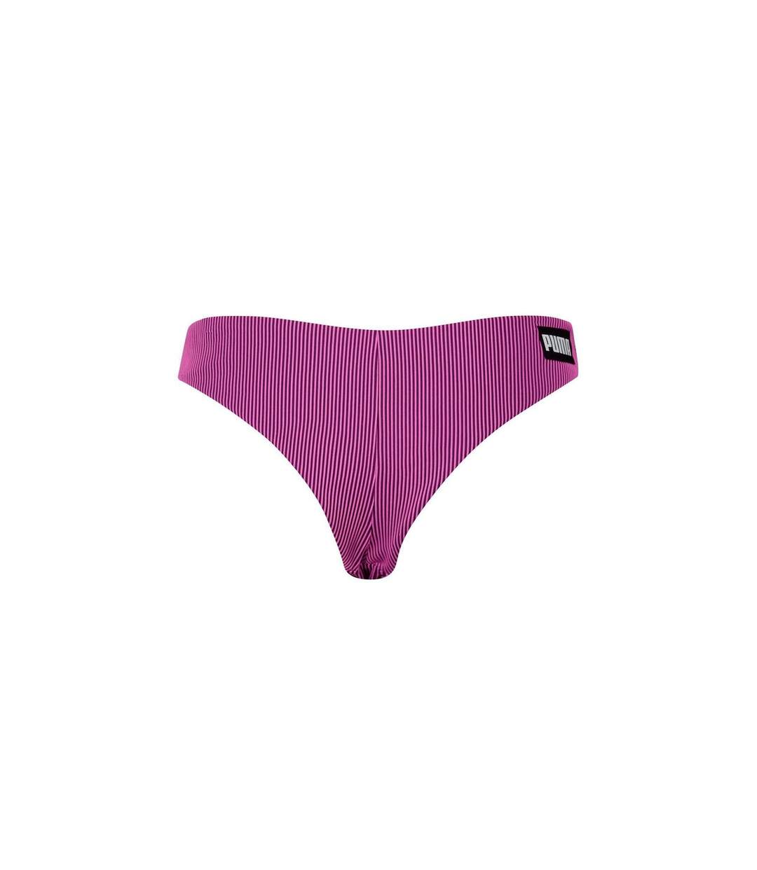 Womens/ladies Ribbed Bikini Bottoms Pink Puma-2