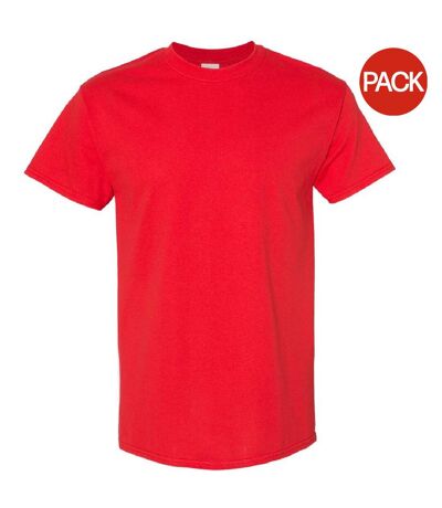 Pack Of 5  Mens Heavy Cotton Short Sleeve T-shirt  Red Gildan