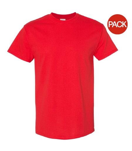 Pack Of 5  Mens Heavy Cotton Short Sleeve T-shirt  Red Gildan