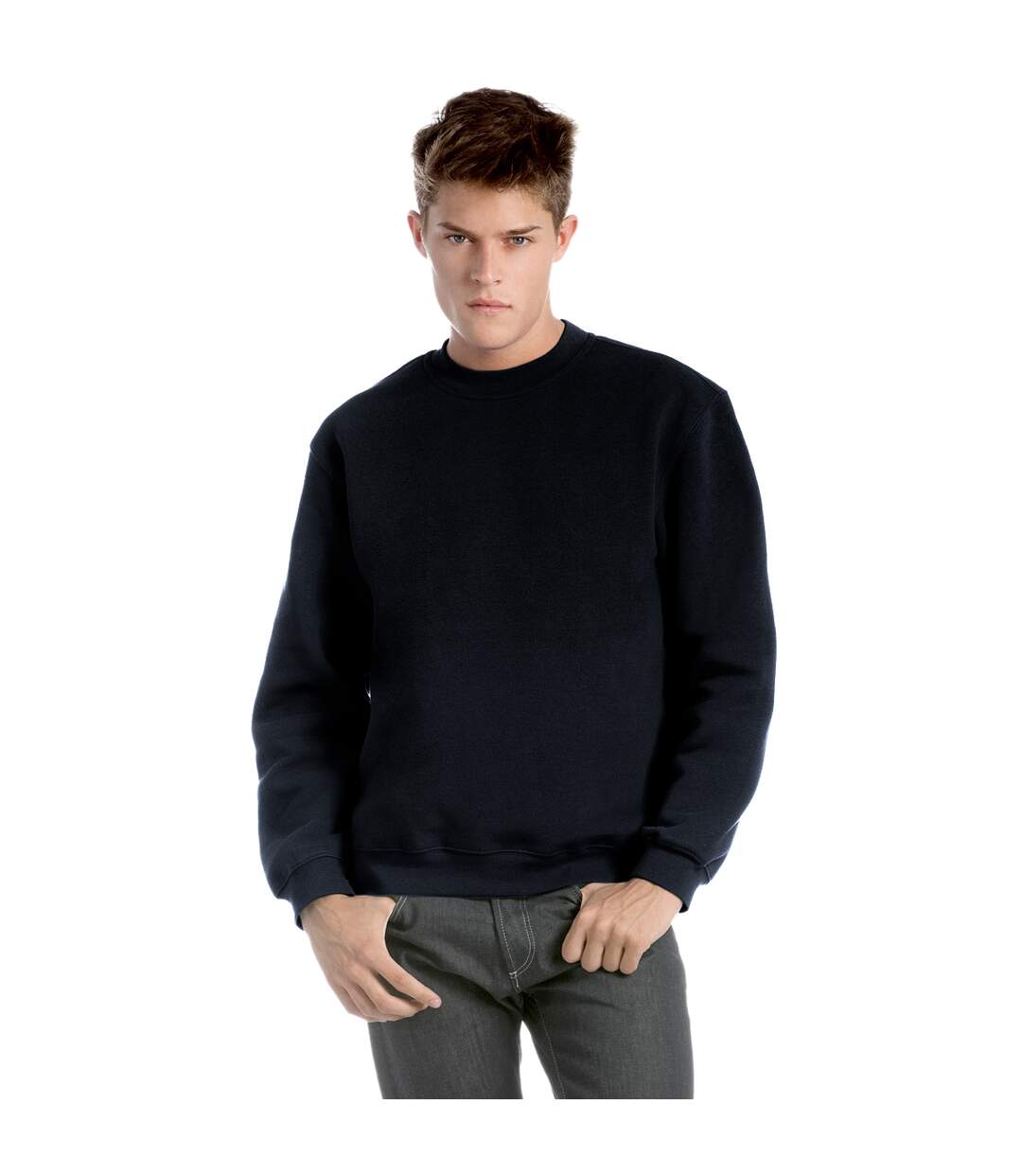 B&C Unisex Set-In Modern Cut Crew Neck Sweatshirt (Black) - UTBC2013-2